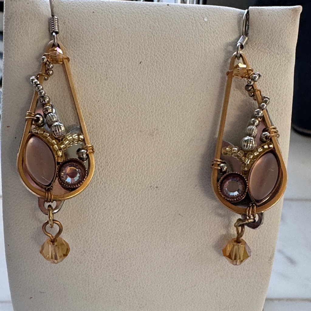 Chic Gold And Brown Teardrop Earrings